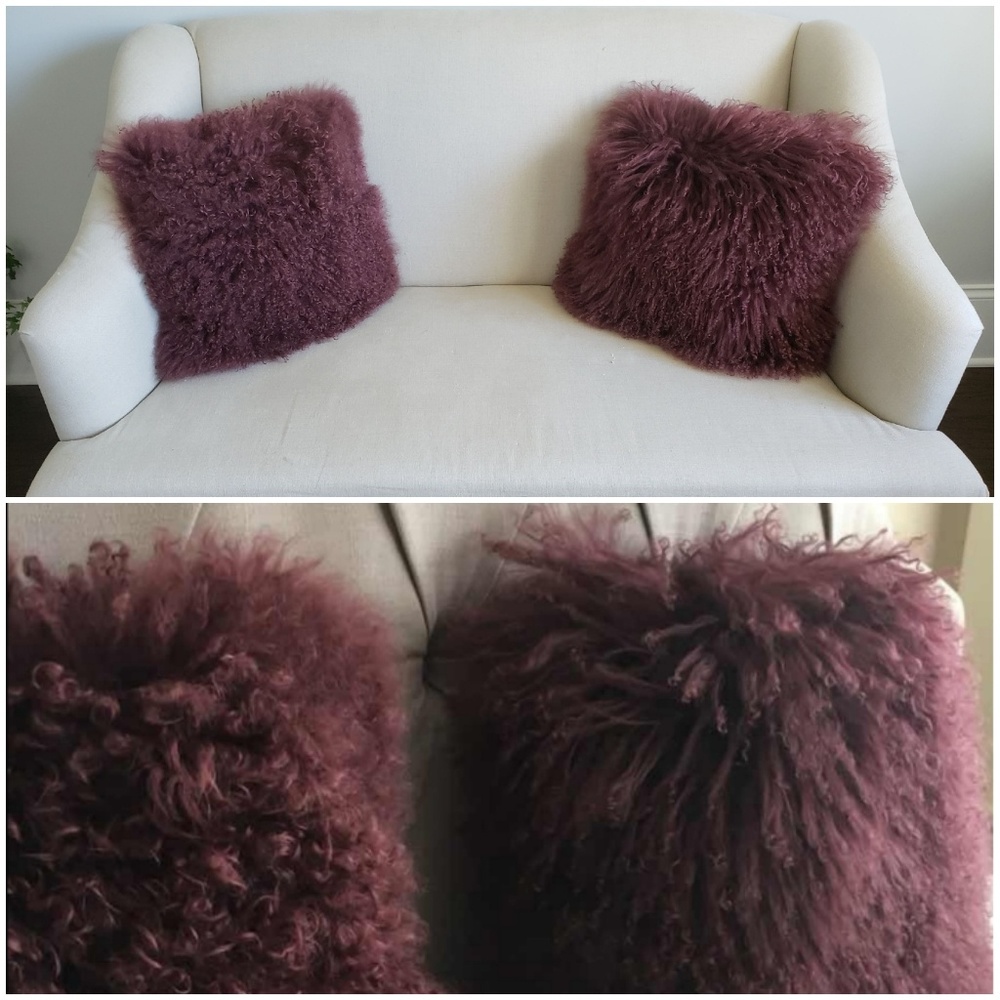 West Elm Mongolian Lamb pillows - 16"x16